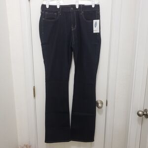 Old Navy Curvy Bootcut Jeans Women's Mid-Rise Dark Denim Size 12 Long Inseam 34